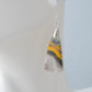 Bumblebee Jasper is named for its yellow, white, orange and black colored banding which resembles a common bumblebee.  This mineral was discovered in the Papandayan Volcano, West Java Province, Indonesia.  The gemstone is truly unique in appearance, fun to wear and is known spiritually for its uplifting, radiant energy.  Bee the buzz when you wear these fun earrings!  The bail and earring wire are authentic 925 sterling silver.