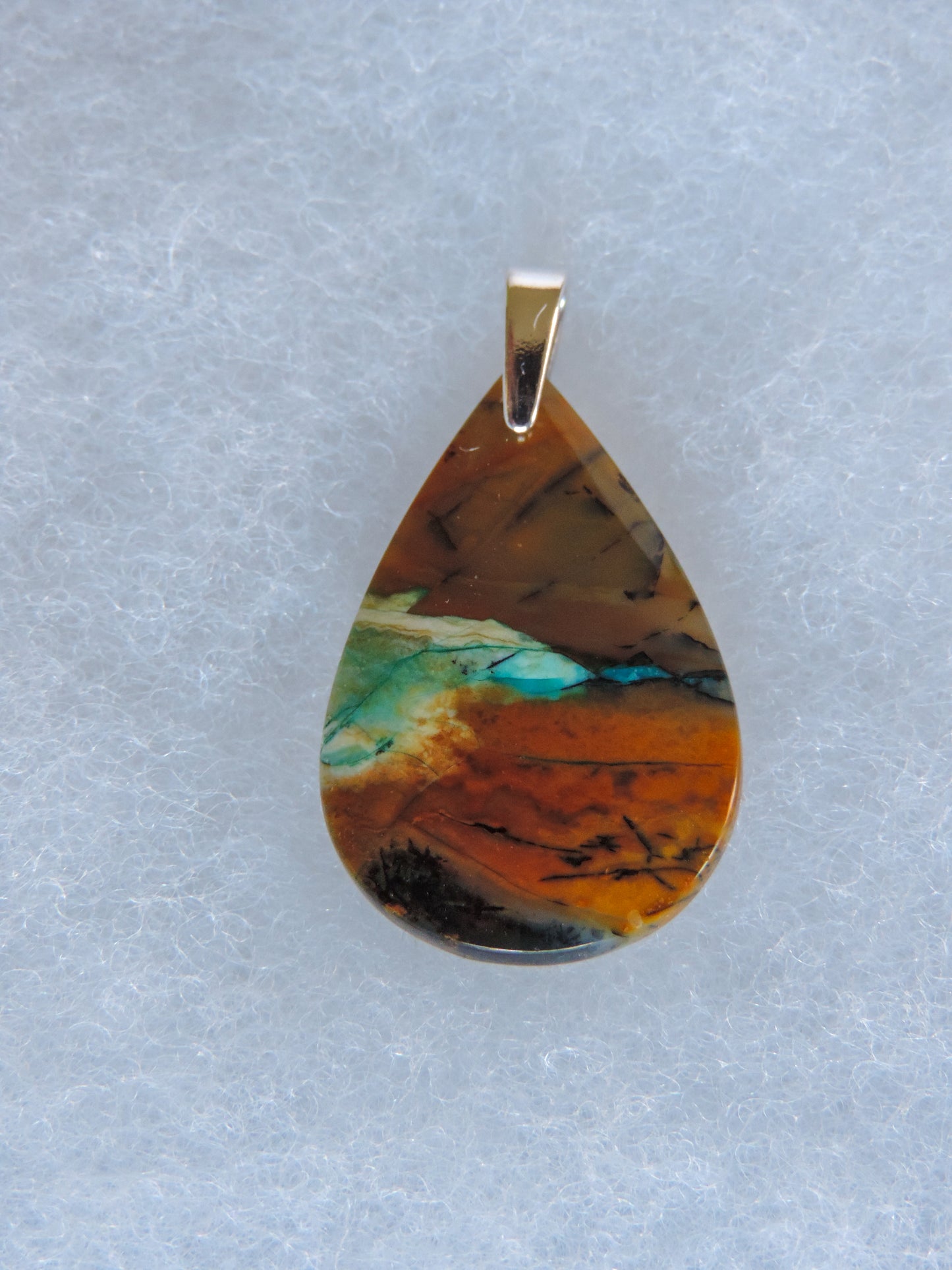 Indonesian Blue Opalized Wood Pendant