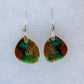 This stone is a natural color, no dyes or heat treatment have been used.  It was photographed without filters in natural light; however, slight color variations may occur due to digitization.  Natural stones can have nooks and crannies, inclusions or small cracks, these distinguishing features lend character to the piece.  Your Blue Opalized Wood Earrings