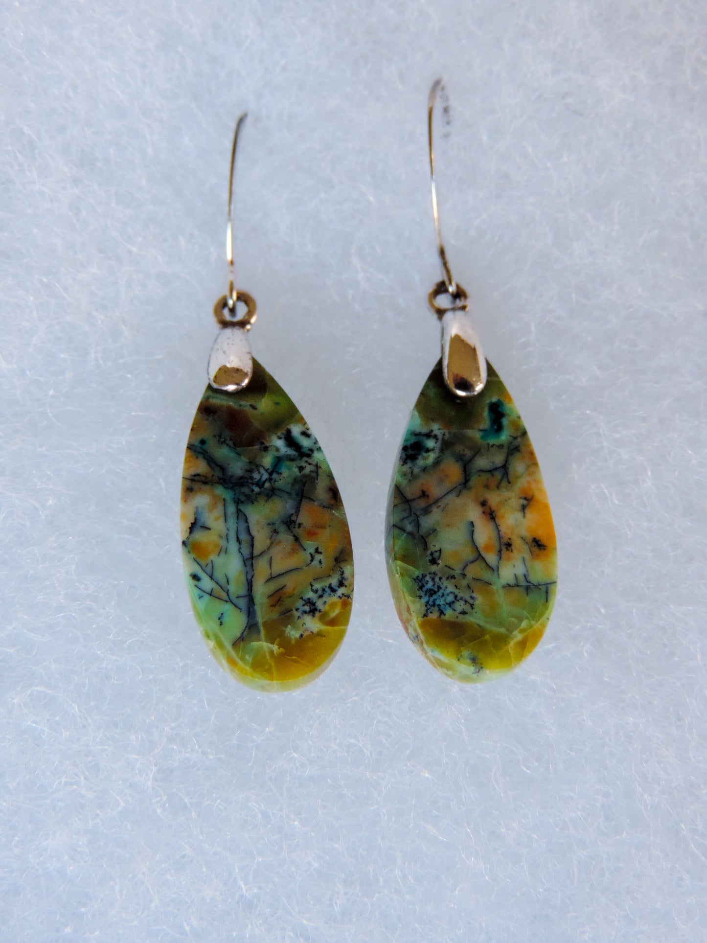 Indonesian Blue Opalized Wood & Sterling Silver Earrings