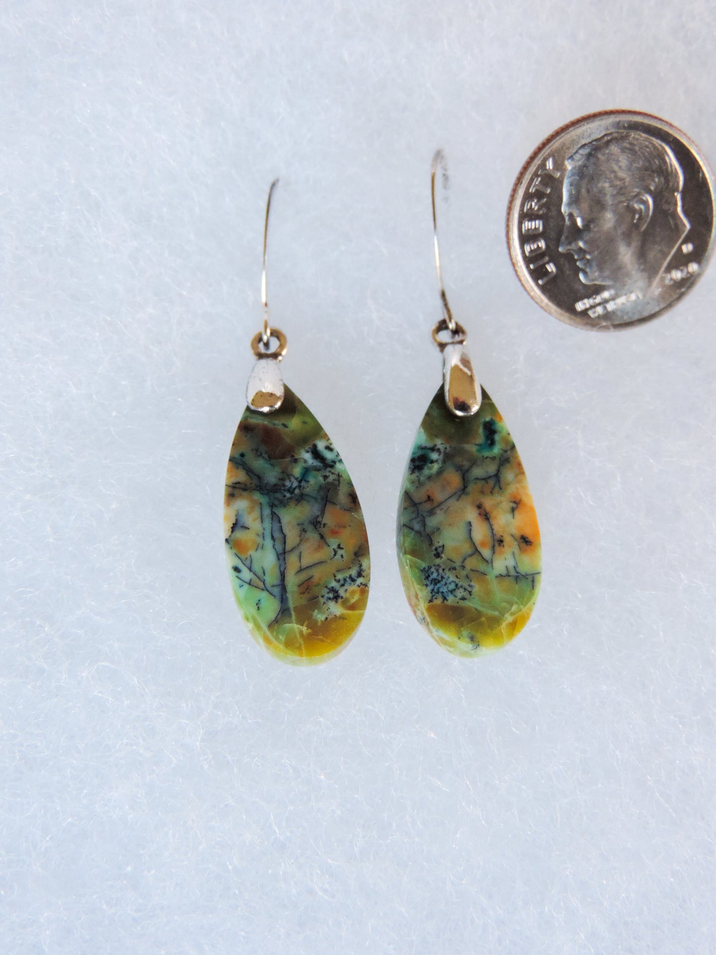 Indonesian Blue Opalized Wood & Sterling Silver Earrings