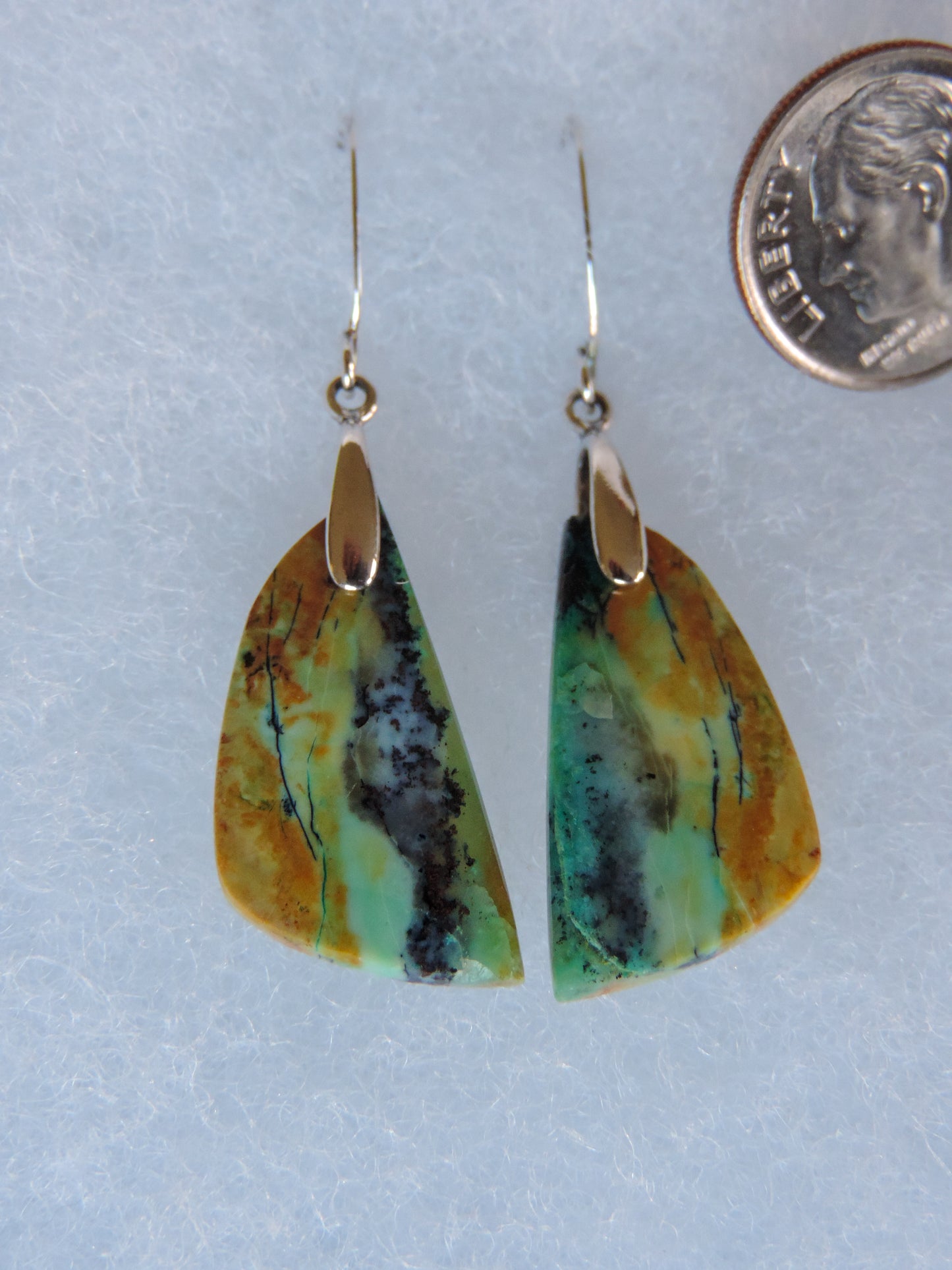 Indonesian Blue Opalized Wood & Sterling Silver Earrings