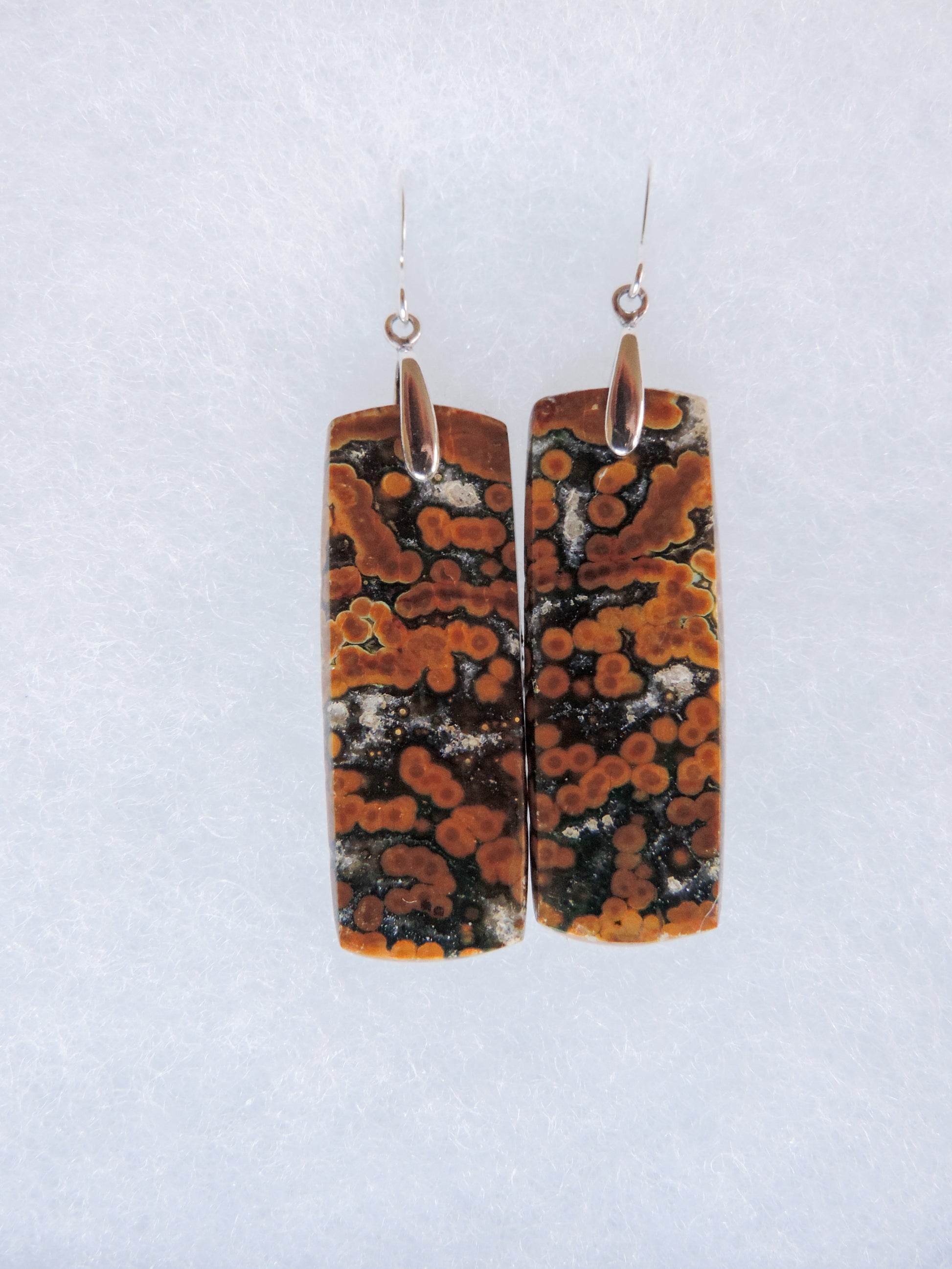 Indonesian River Jasper & Sterling Silver Earrings.  Jasper is an opaque variety of chalcedony (agate), and comes in a multitude of colors with unique patterns and habits.  Like agate, the names of various jaspers come from their color, their pattern, or from a place name, such as Indonesian River Jasper.  So many wonderful options to choose from.