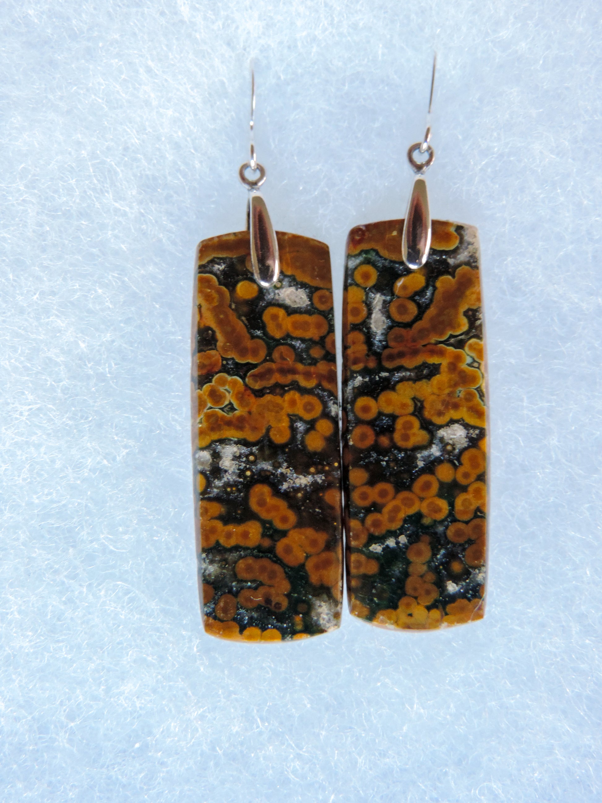 Indonesian River Jasper & Sterling Silver Earrings.  Jasper is an opaque variety of chalcedony (agate), and comes in a multitude of colors with unique patterns and habits.  Like agate, the names of various jaspers come from their color, their pattern, or from a place name, such as Indonesian River Jasper.  So many wonderful options to choose from.