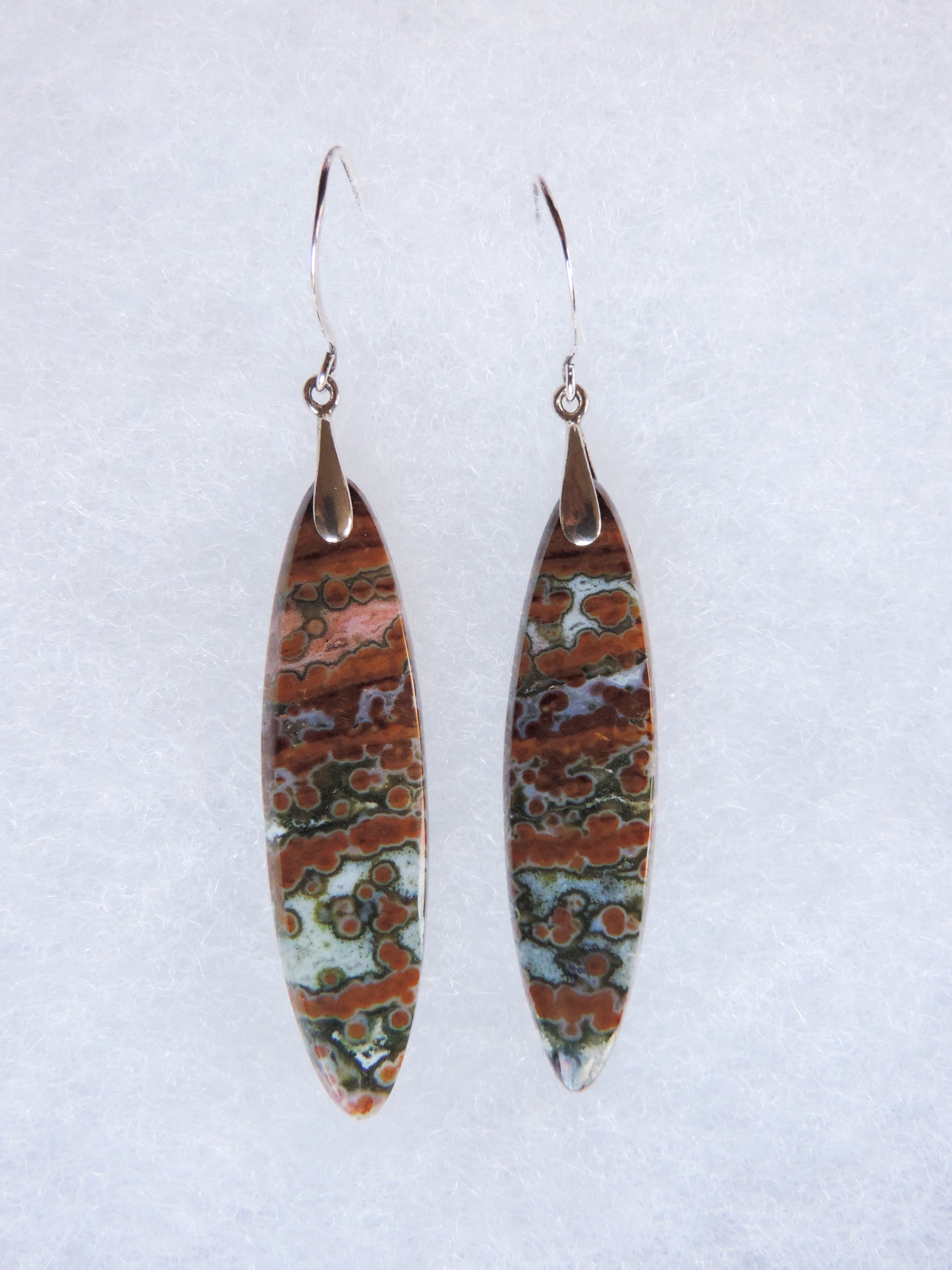 Indonesian River Jasper & Sterling Silver Earrings.  Jasper is an opaque variety of chalcedony (agate), and comes in a multitude of colors with unique patterns and habits.  