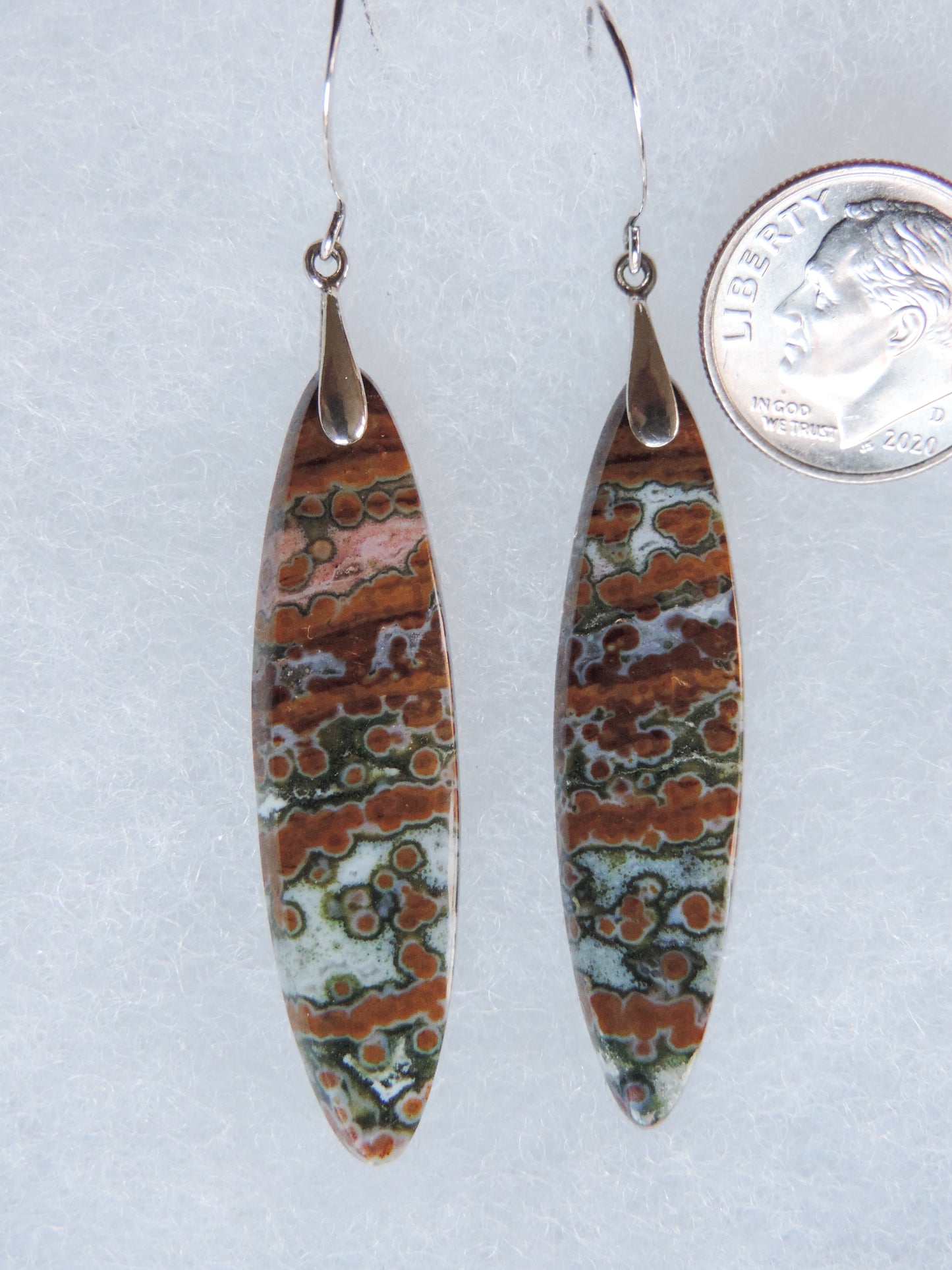 Pick your favorite Indonesian River Jasper & Sterling Silver Earrings and enjoy!     The bail and earring wire are authentic 925 sterling silver.