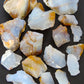 Madison Blue Agate bundle.   Known as the Treasure State, Montana’s landscape is an abundant resource for precious and semi-precious stones.  One of the semi-precious stones, Madison Blue Agate, is featured in this group.  This rare stone is hand collected on private land in the mountains of Montana.  These natural unrefined stones can have nooks and crannies, inclusions, or small cracks, these distinguishing features lend character to the piece.