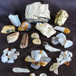 8 small madison blue agate (polished) $10.99  12 extra small madison blue agate (polished) $10.99  1 madison blue agate key chain (large) $11.99  Quartz Crystals... 1 double point cluster and three single points, $7.50  Total Value - $161.94