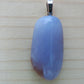 This rare stone is found in only a few locations in Montana, our material is hand collected on private property in the mountains and carried out in backpacks...each piece worth its weight in every step!  The translucent blue agate and its color variations have an alluring effect, many people find the blue agate a relaxing, calming and peaceful stone to wear.  Original and unique in design, each piece is hand crafted by lapidary artists in Montana. 